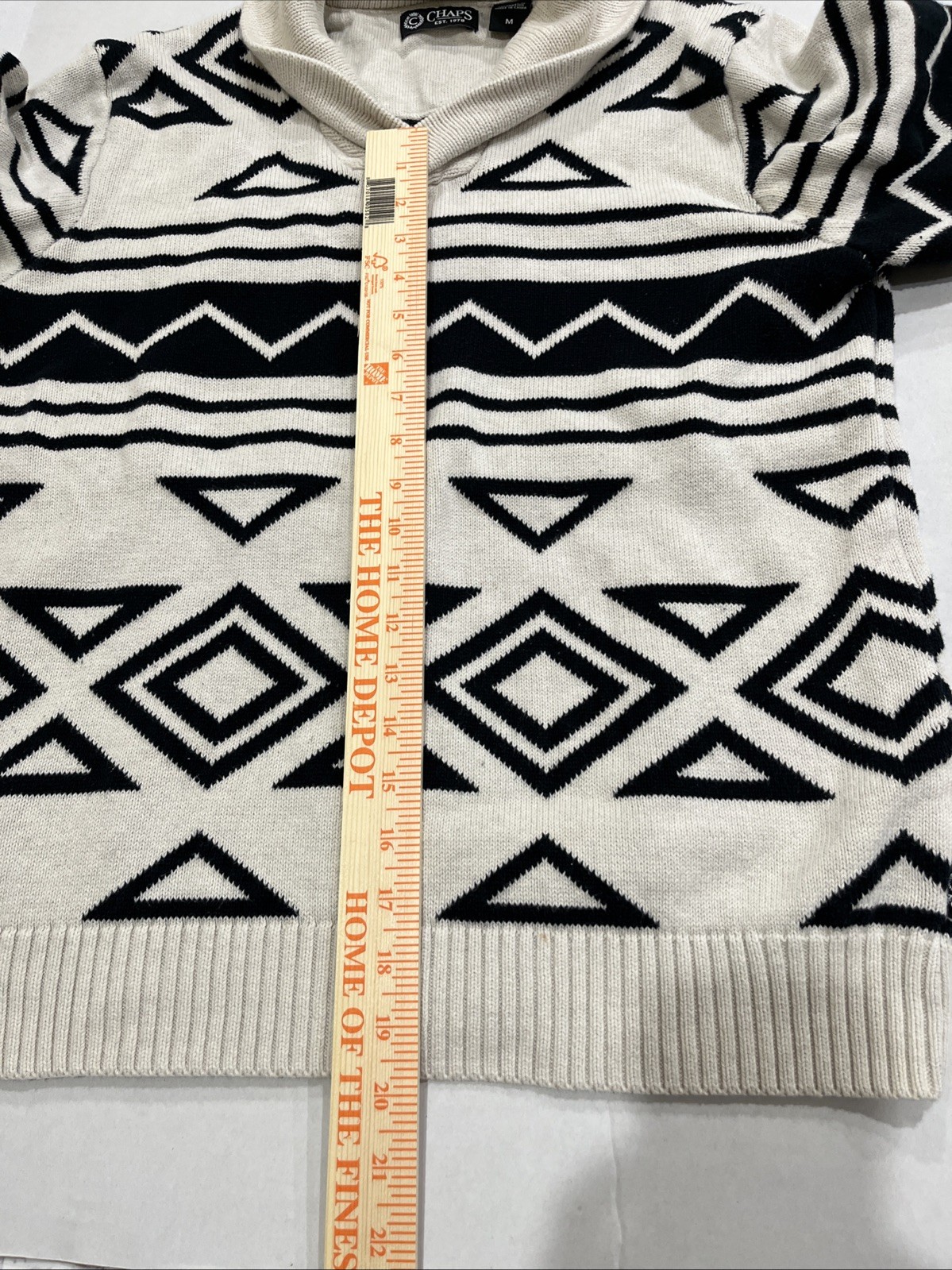 Chaps Aztec Geometric Pattern Shawl Collared Swea… - image 7