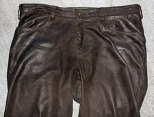 Lange Braune La Chasse Lederhose Größe 27 (etwa 54)