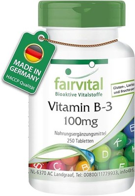 Vitamin B3 Niacin 100mg - 250 Tabletten - HOCHDOSIERT - VEGAN