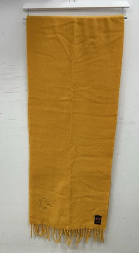 Foulard laine d'agneau cachemire logo Christian Dior frange verge dorée Italie 80"X15" en l'état