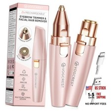 Eyebrow Facial Trimmer: 2 in1 Rechargeable Facial Hair Removal and Pink