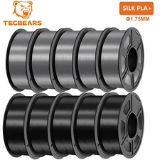 10KG TECBEARS Silk PLA Filament 1.75mm Shiny Silk 3D Printer Filament Knot-Free