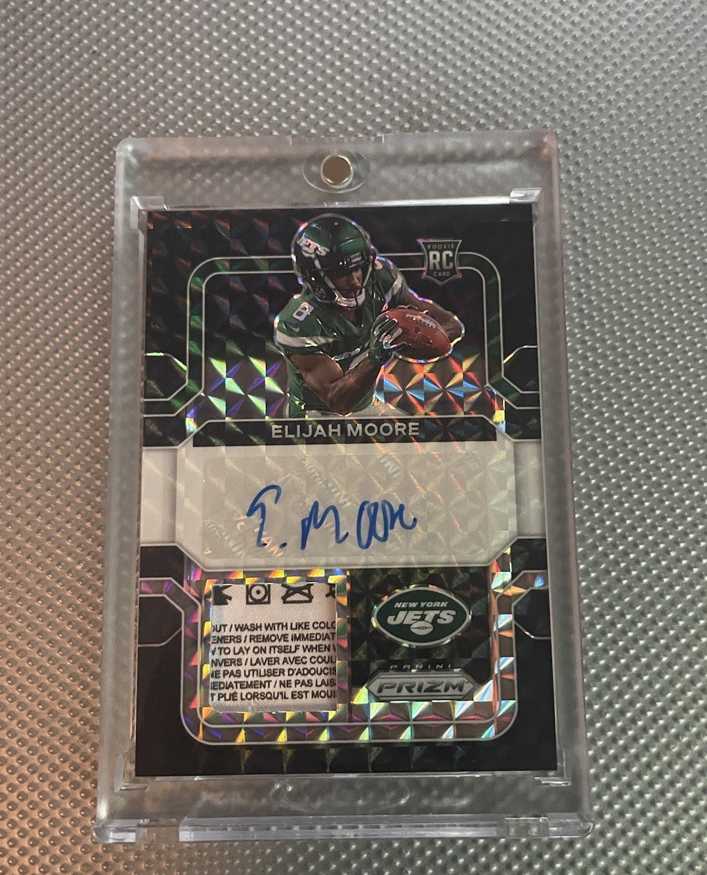 Elijah Moore Panini Prizm Rookie Patch Autographs #RPAEM Black Finite