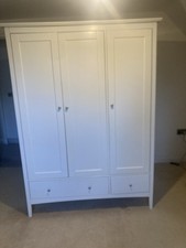 M&S Hastings Triple Wardrobe Ivory Solid Wood 3 Door Bedroom Furniture