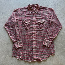 Vintage 90s Wrangler Western Button Up Shirt Size XL Red Green Plaid Pearl Snap