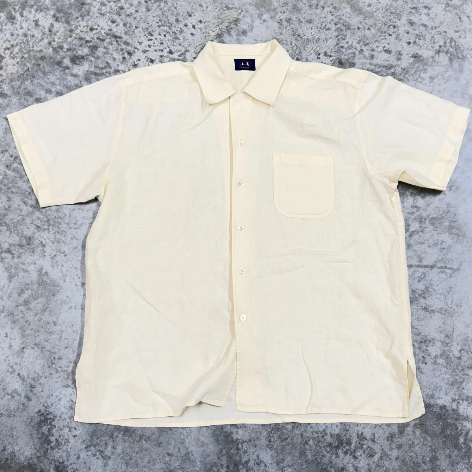 Allen Solly Shirt Mens XL White Linen Solid Button Short Sleeve Lightweight