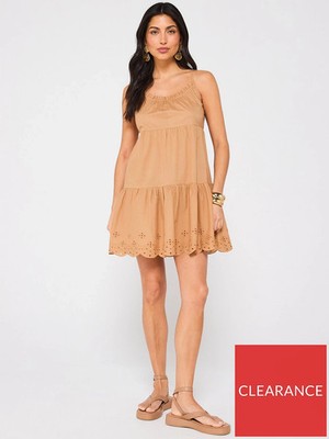 V by Very Strandkleid mit Lochstickerei-Saum - Natur - Small (S)