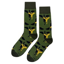 NWT Two Dragon Dress Socks Novelty Men 8-12 Green Crazy Fun Sockfly