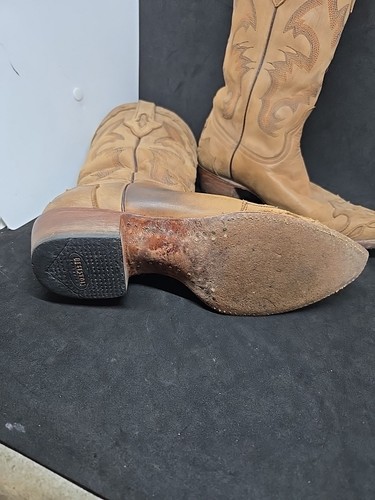 Resistol Lazorcut Overlay Leather Rustic Brown Boots Size 7 - Picture 4 of 12