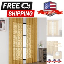 Sheer Curtains 72 inches Long 2 Panels Set, Light Filtering Top Rod Pocket Se...