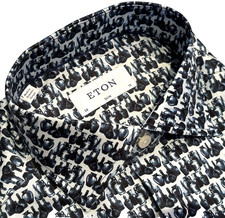  395 NEW ETON MENS DRESS SHIRT 15 38 SLIM FIT ANTIQUE ART VASES VESSELS MOTIF