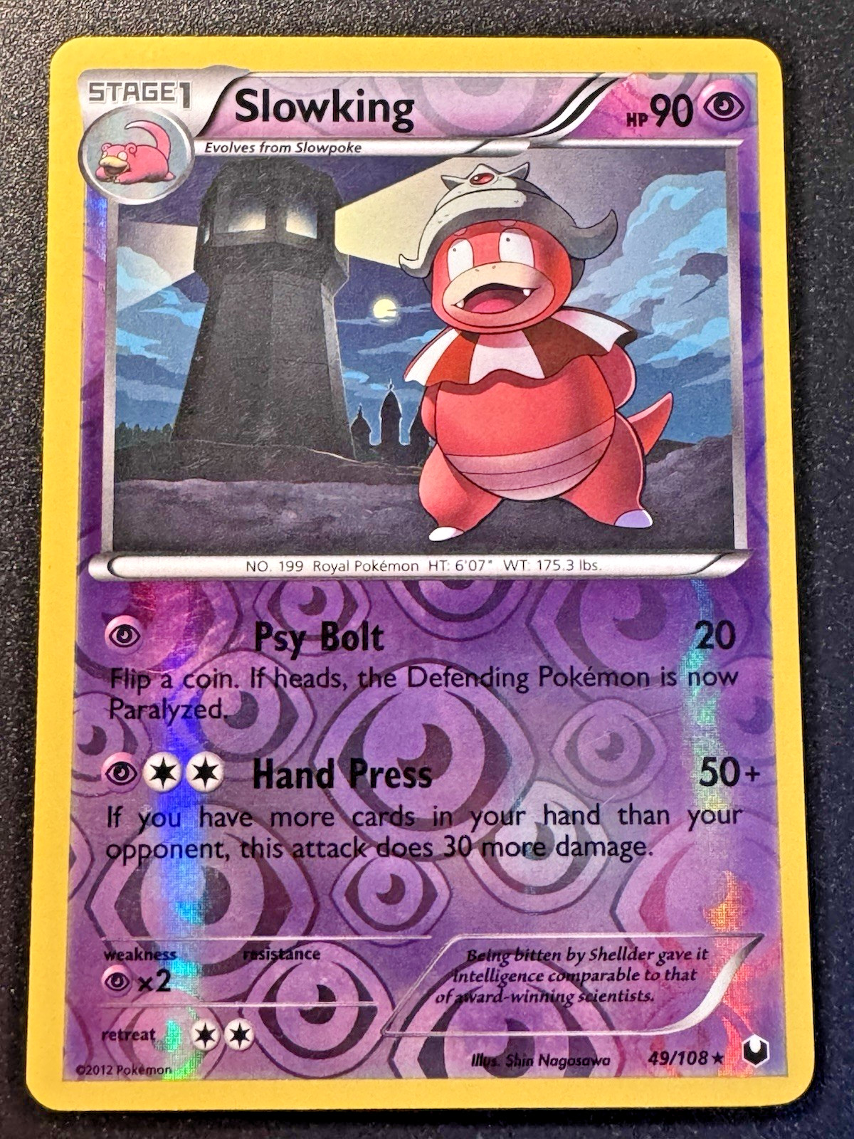 Slowking 49/108 B&W Dark Explorers Pokemon Card Reverse Holo Foil Rare LP