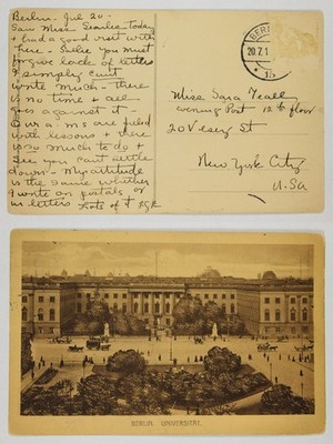 BERLIN. UNIVERSITÄT. University Building, Carriages, Pedestrians, Germany 1915