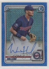 2020 Bowman Chrome Prospect HTA Choice Blue Mojo Refractor Will Holland Auto nd3
