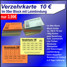 Verzehrkarten Wertkarten 10 EUR im 50er Block...