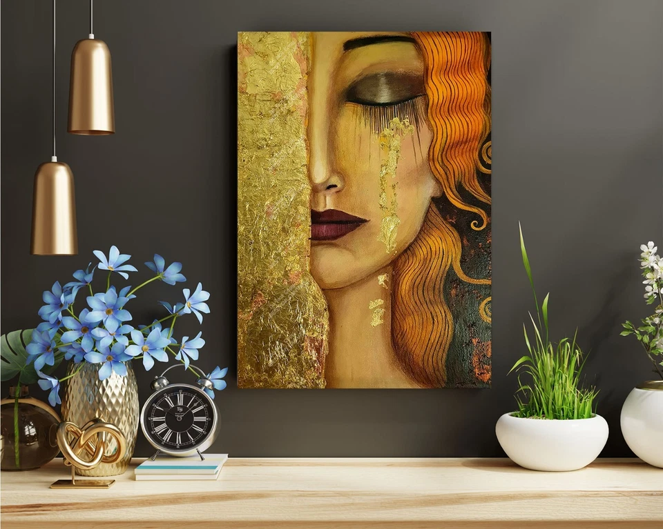 Lágrimas de Freya Gustav Klimt Reproducción Arte de Pared Lienzo Decoración Arte Impresión Habitación Foto 2 de 4