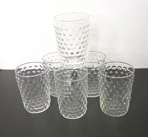 6 MacBeth Evans Glass " MACHOB " 8oz Flat Tumbler 3 7/8"