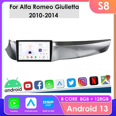 For Alfa Romeo Giulietta 2010-2014 Car Radio CarPlay GPS WIFI DSP 8 Core 8+128GB