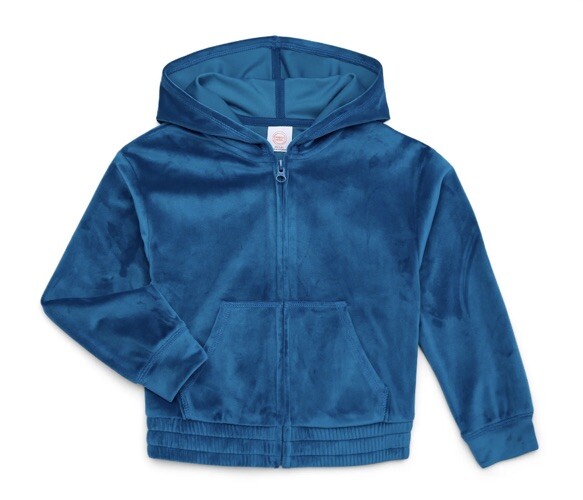 Wonder Nation Girls Teal Long Sleeve Zip Front Velour Hoodie Size 18 NWT