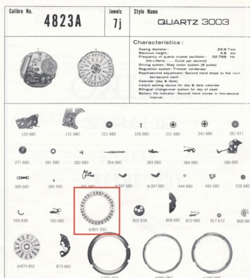 801 550 NOS ORIGINAL DATE WHEEL FOR SEIKO KING QUARTZ 4823 4826