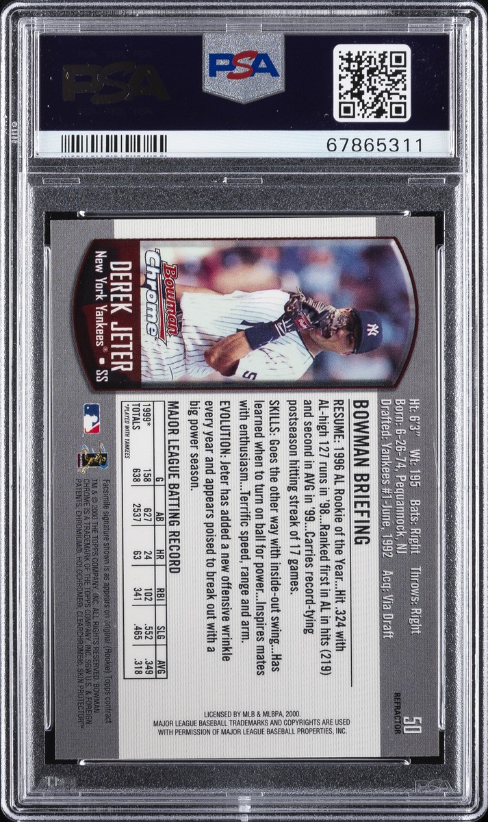 2000 BOWMAN CHROME REFRACTOR #50 DEREK JETER PSA 8 | eBay