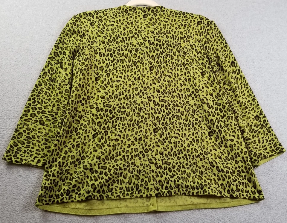 Cárdigan suéter blanco ciervo para mujer extra grande XL estampado de leopardo manga 3/4 elástico Foto 4 de 4