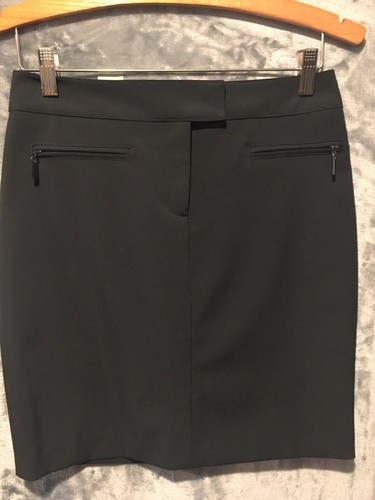 Cache Black Skirt Straight Flat Front Design Size 0 Orig $68 NEW NWT MSRP $68