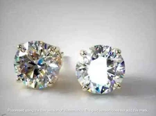 1Ct Round Cut Lab Created Diamond Stud Earrings 14K Yellow Gold Plated Silver