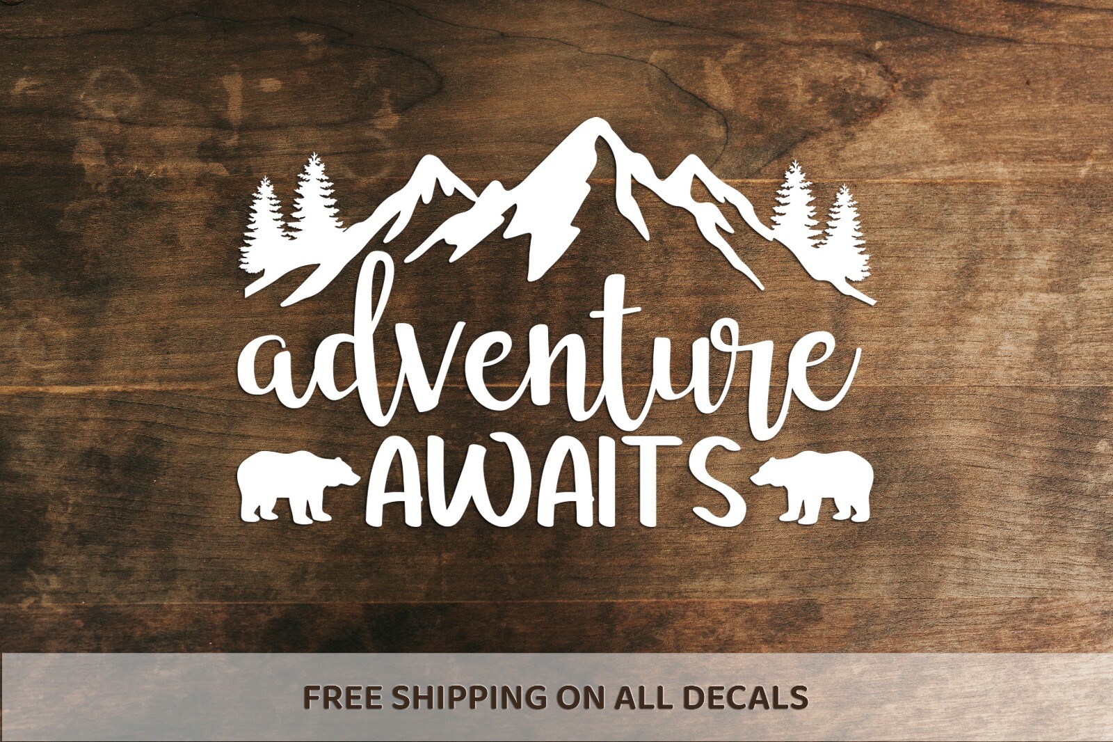 Adventure Awaits Vinyl Decal | Mountain Bumper Sticker | Hiking ...