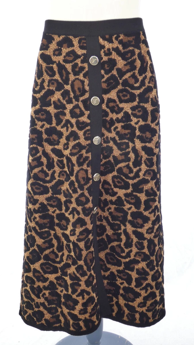 Leopard print skirt with cheap buttons