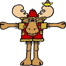 30 Custom Cartoon Moose in Red Personalized Address Labels