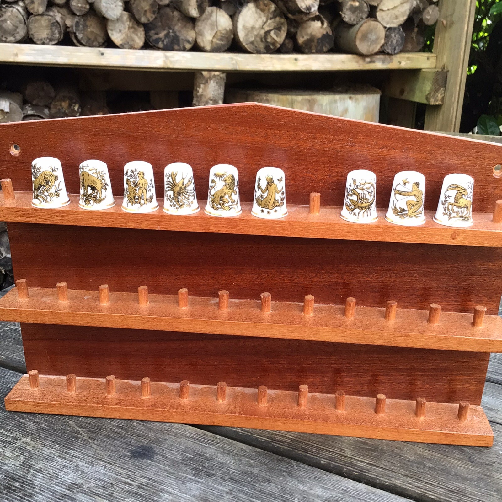 9 Vintage Birchcroft China Zodiac Thimbles - Missing 3