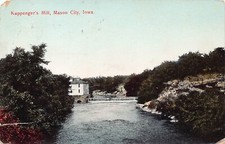 Mason City Iowa IA Elders Kuppenger Mill Willow Creek DAMAGE Vtg Postcard A62