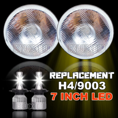 Fit International Harvester Scout II 1973-1979 Pair 7''Inch round LED Headlights