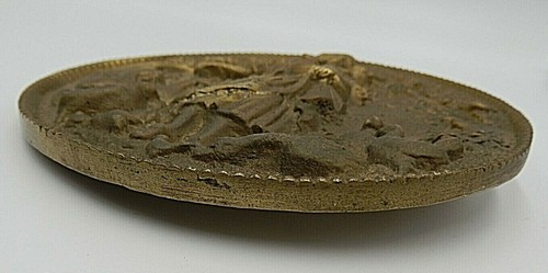 Antique Hand Made Belt Buckle Brass, Bronze or Copper Maiden w/Animals 4.75" - Picture 6 of 8