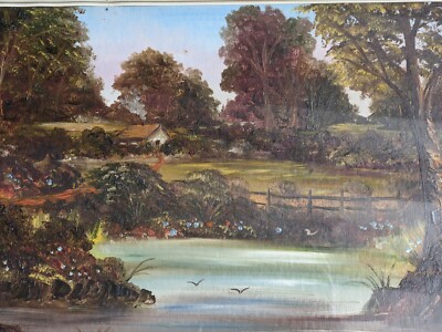 Anfang 20. Jh. Original deutsches Ölgemälde an Bord ländlicher Landschaft von Pendler