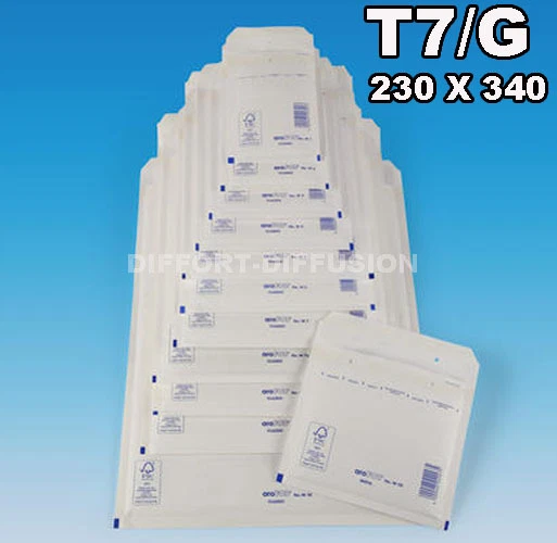 100 enveloppes à bulles / pochettes Blanches 260 x 350 mm Taille T7/7 (G) - Photo 1/1