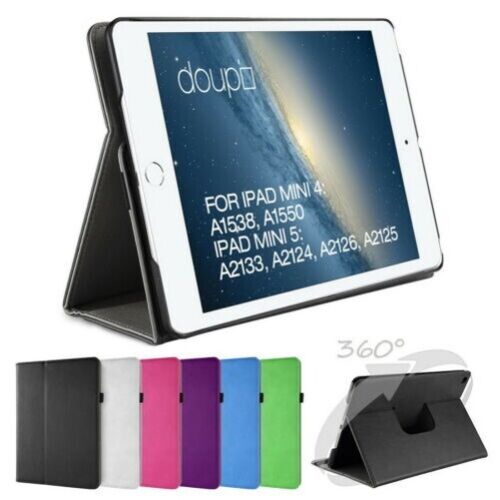 360 drehbar Deluxe Schutzhülle iPad mini 4 / 5 Smart Leder Cover Case Etui Folie - Afbeelding 1 van 34