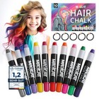 Magicat Haarkreide Set I 10 auswaschbare Haar Kreide Stifte und 5 Haargummis