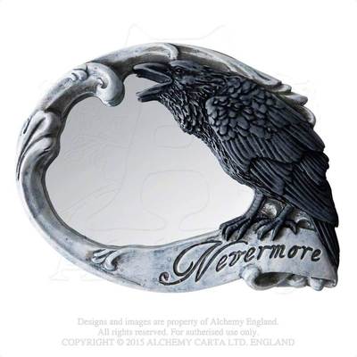 Alchemy Gothic Vault Quoth the Raven Nevermore Gothic Skull Raven Compact Mirror
