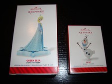 DISNEY FROZEN HALLMARK ELSA  OLAF KEEPSAKE 2014 XMAS HOLIDAY ORNAMENTS- VHTF  