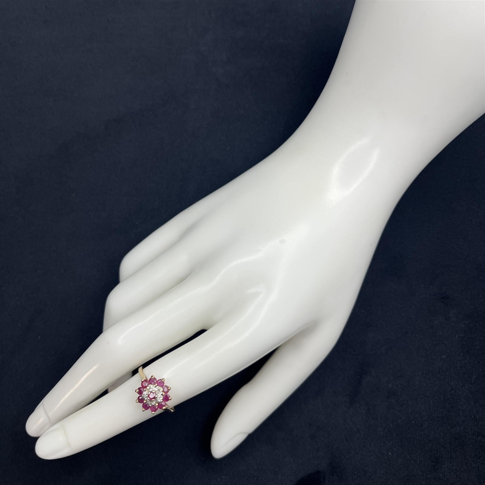 Princess Ruby & Diamond Royal Crown Flower 10K Ye… - image 1