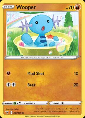 wooper pokemon cards Paldean - 067/108 (067/108) variation to centering Wooper card - AD 48/81