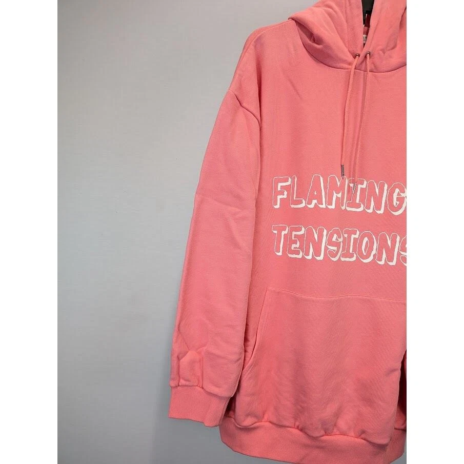 Felpa con cappuccio Celine " Flamingo Tensioni " rosa nuova con etichetta Medium