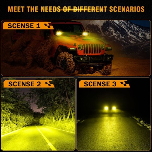AUXBEAM 4" LED Pods Light Bar Amber/White Fog Lamp Offroad Driving Truck ATV Car - Picture 6 of 43