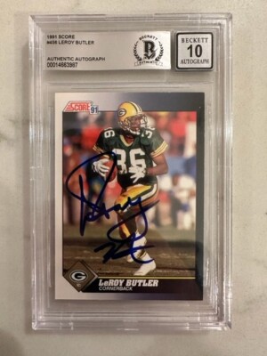 Signed 1991 Leroy Butler Green Bay Packers Score FB #456 BAS Beckett ...