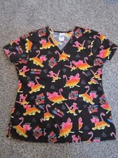 THE LION KING HAKUNA MATATA WOMEN'S SCRUB TOP M MEDIUM BLACK GENTLY WORN