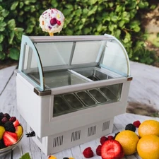 Ice Cream Refrigerator Display Showcase Gelato Freezer with LED Light 220V 12Pan