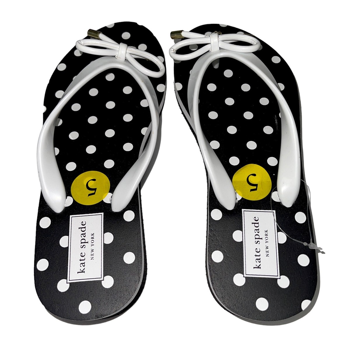 Kate Spade NY Flip Flop White Polka Dot Bow Charm Wedge Kate Spade NY Flip Flop White Polka Dot Bow Charm Wedge