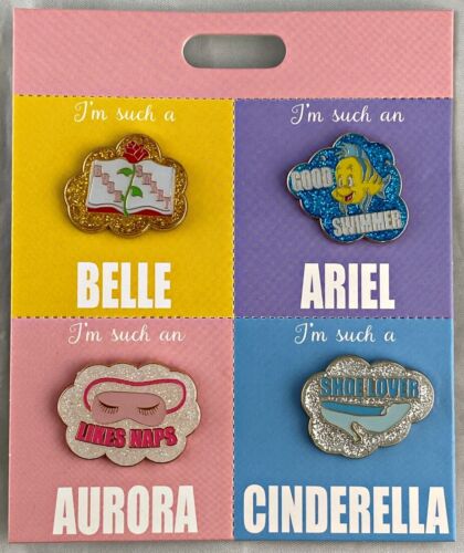 Disney I'm Such a Princess 4 Pin Booster Pack Set Belle Aurora Ariel Cinderella
